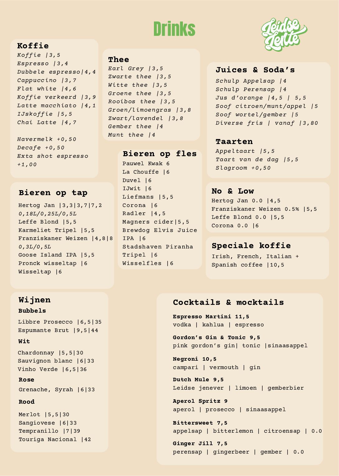 Leidse Lente Drinks kaart 2026 / 1