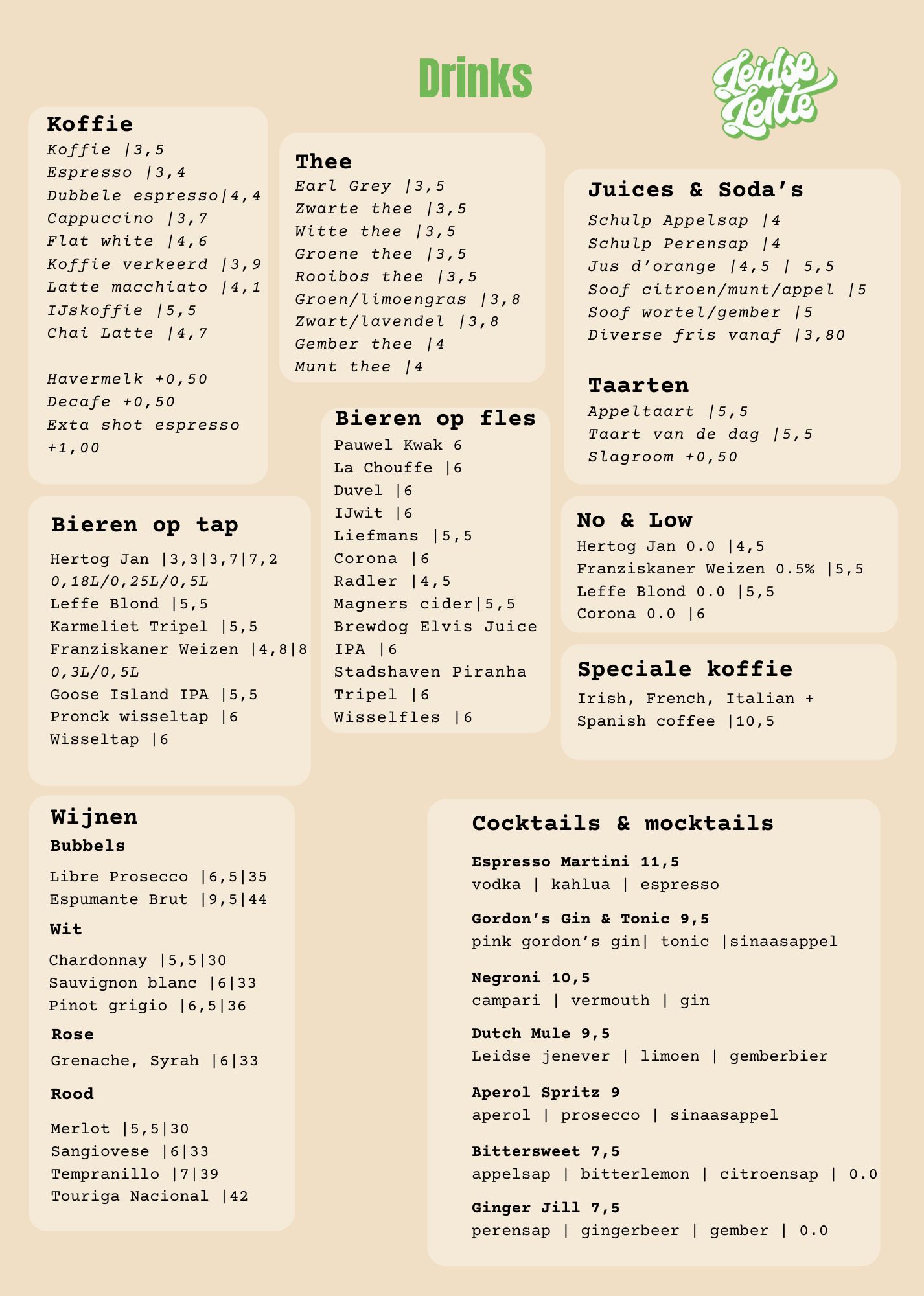 Leidse Lente Drankenkaart